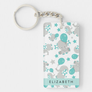 Pattern Of Elephants, Cute Elephants, Your Name Key Ring