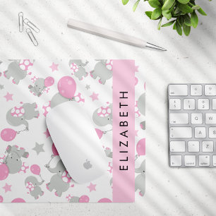 Pattern Of Elephants, Cute Elephants, Your Name Mouse Mat