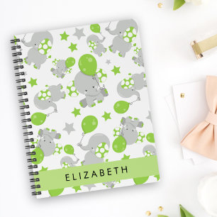 Pattern Of Elephants, Cute Elephants, Your Name Notebook