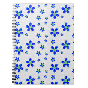 Pattern Of Flowers, Blue Flowers, Green Flowers Notebook