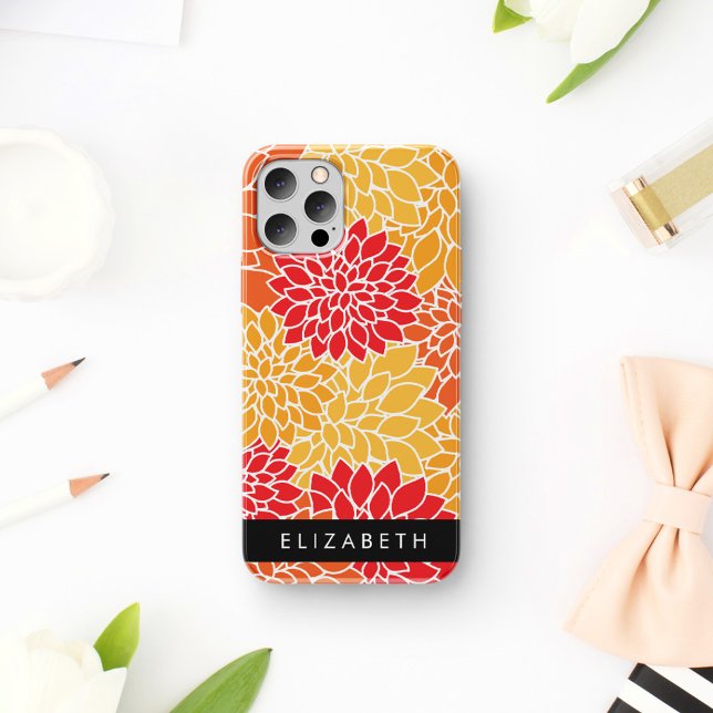 Pattern Of Flowers, Orange Dahlia, Your Name Case-Mate iPhone Case (Creator Uploaded)