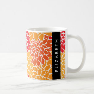 Pattern Of Flowers, Orange Dahlia, Your Name Coffee Mug