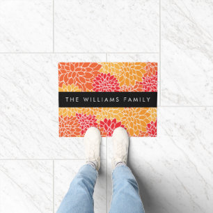Pattern Of Flowers, Orange Dahlia, Your Name Doormat