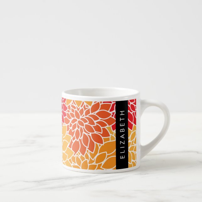 Pattern Of Flowers, Orange Dahlia, Your Name Espresso Cup (Right)