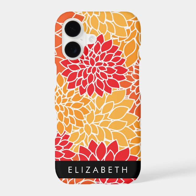 Pattern Of Flowers, Orange Dahlia, Your Name iPhone Case (Back)