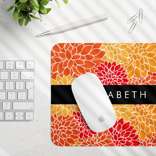Pattern Of Flowers, Orange Dahlia, Your Name Mouse Mat (Creator Uploaded)