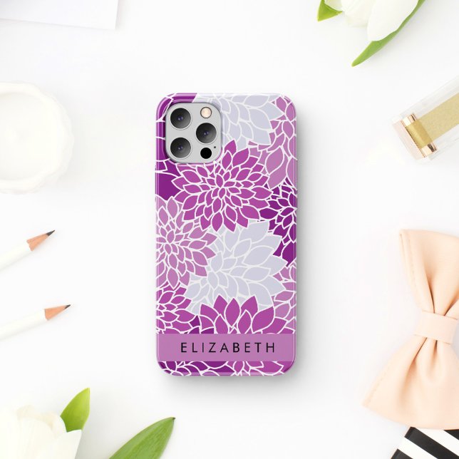 Pattern Of Flowers, Purple Dahlia, Your Name iPhone 16 Case (Creator Uploaded)