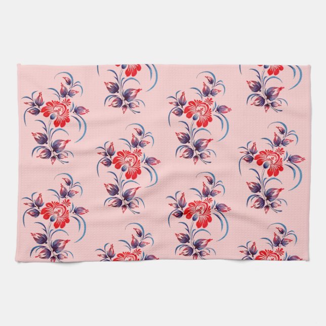 pattern of flowers tea towel (Horizontal)