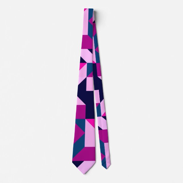 Pattern of geometric shapes triangles and squares  tie (Front)