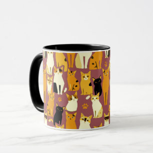 Pattern of Ginger, Black and White Cats Mug