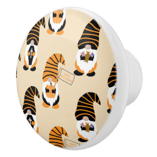 Pattern Of Gnomes, Halloween Gnomes Trick Or Treat Ceramic Knob