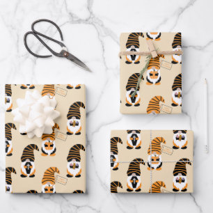 Pattern Of Gnomes, Halloween Gnomes Trick Or Treat Wrapping Paper Sheet