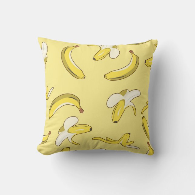 Pattern of Green Bananas and Peels Cushion (Front)