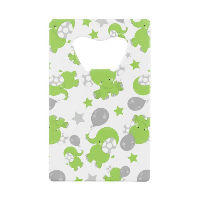 Pattern Of Green Elephants, Cute Elephants, Stars (Front)