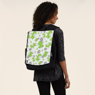 Pattern Of Green Elephants, Cute Elephants, Stars Backpack