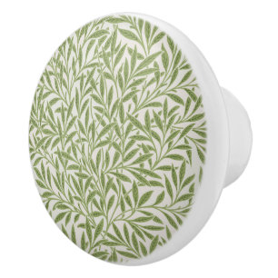 Pattern of green leafy branches ceramic knob