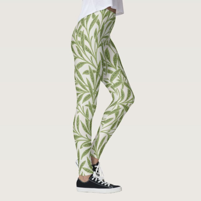 Pattern of green leafy branches  leggings (Right)