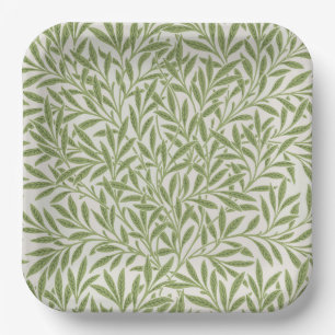 Pattern of green leafy branches paper plate