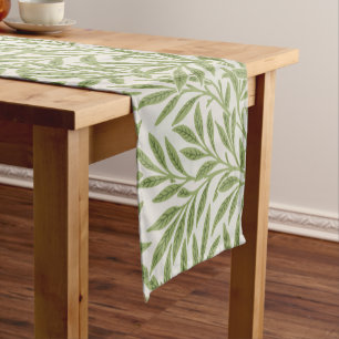 Pattern of green leafy branches  short table runner