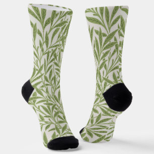 Pattern of green leafy branches socks