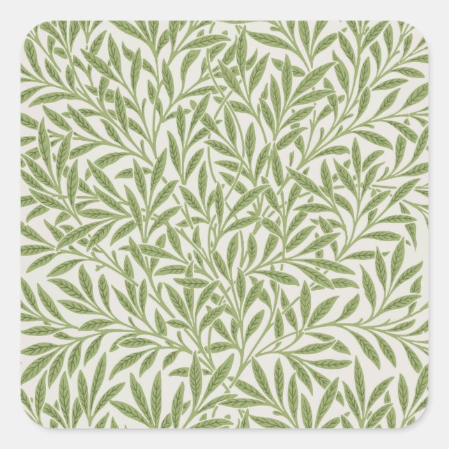 Pattern of green leafy branches  square sticker (Front)