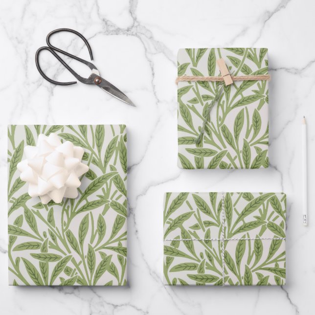 Pattern of green leafy branches  wrapping paper sheet (Front)