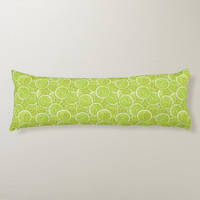 Pattern Of Green Lime Slices Body Cushion (Front)