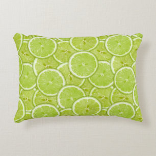 Pattern Of Green Lime Slices Decorative Cushion