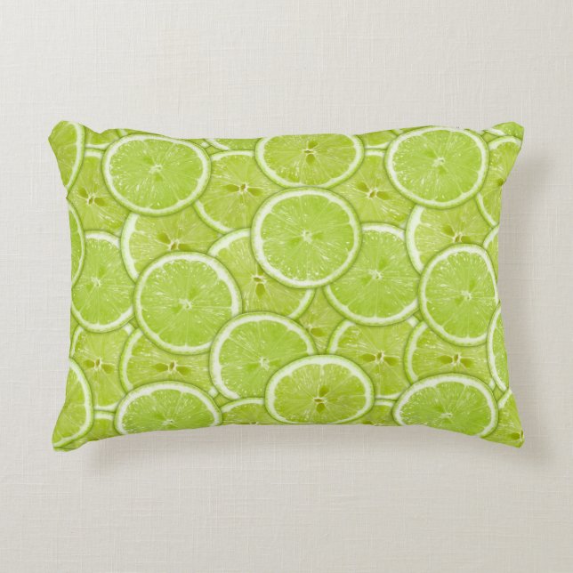 Pattern Of Green Lime Slices Decorative Cushion (Front)