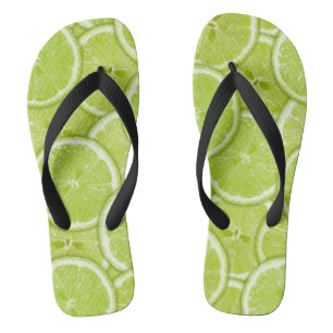 Pattern Of Green Lime Slices Flip Flops