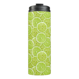 Pattern Of Green Lime Slices Thermal Tumbler