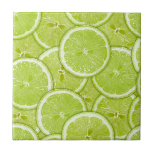 Pattern Of Green Lime Slices Tile