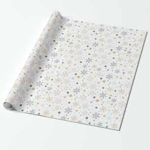 Pattern Of Grey And Yellow Snowflakes Wrapping Paper