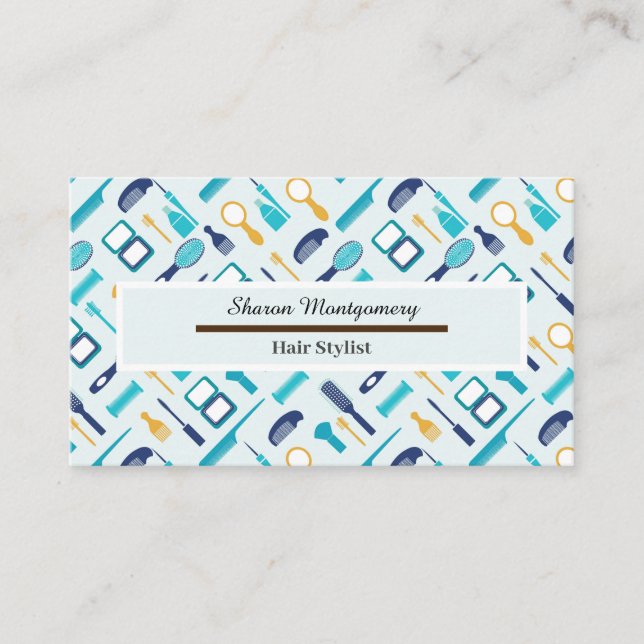 Pattern of Hair Salon Accessory Icons  Business Card (Front)