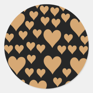 Pattern Of Hearts, Brown Hearts, Love Classic Round Sticker