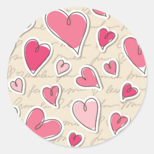 Pattern of Hearts Classic Round Sticker