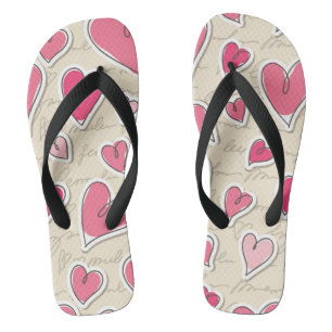 Pattern of Hearts Flip Flops