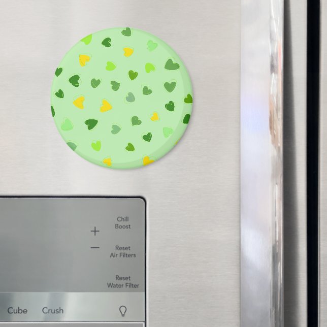 Pattern Of Hearts, Green Hearts, Yellow Hearts Magnet (In Situ (Fridge))