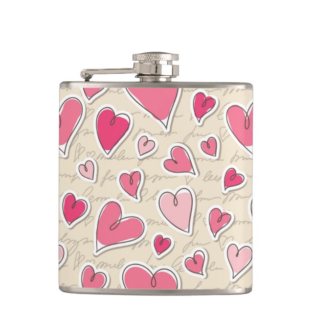 Pattern of Hearts Hip Flask (Front)
