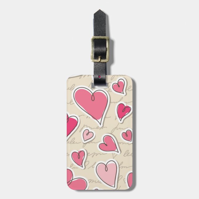 Pattern of Hearts Luggage Tag (Front Vertical)