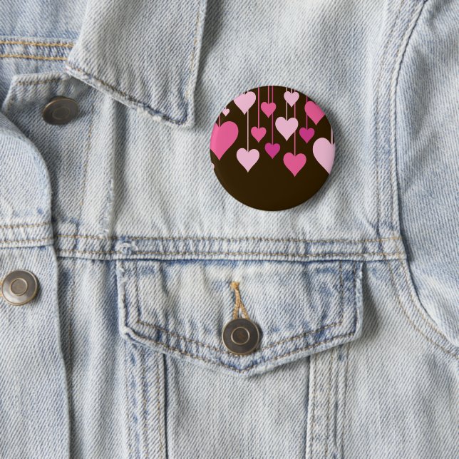 Pattern Of Hearts, Pink Hearts, Heart Pattern 6 Cm Round Badge (In Situ)