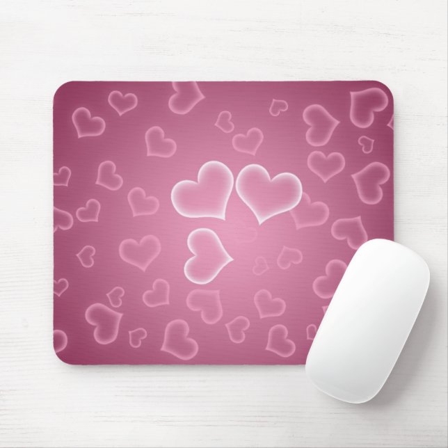 Pattern Of Hearts, Pink Hearts, Hearts Pattern Mouse Mat (With Mouse)