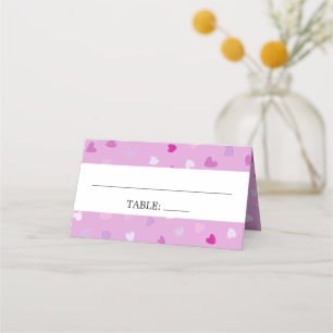 Pattern Of Hearts, Purple Hearts, Love, Wedding Place Card