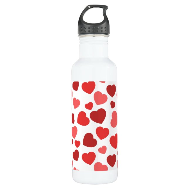 Pattern Of Hearts, Red Hearts, Hearts Pattern 710 Ml Water Bottle (Front)