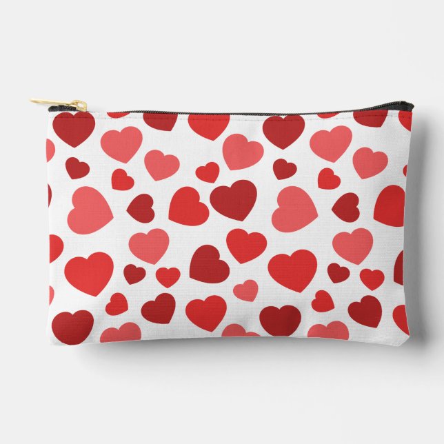 Pattern Of Hearts, Red Hearts, Hearts Pattern Accessory Pouch (Front)