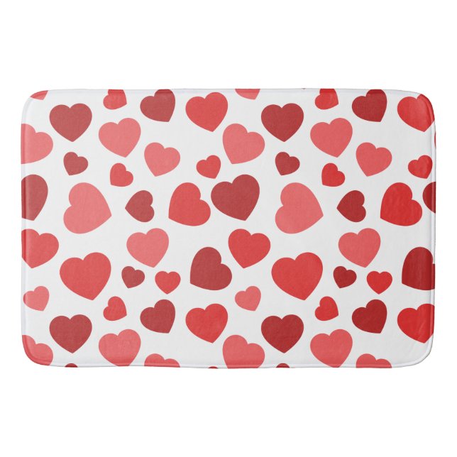 Pattern Of Hearts, Red Hearts, Hearts Pattern Bath Mat (Front)