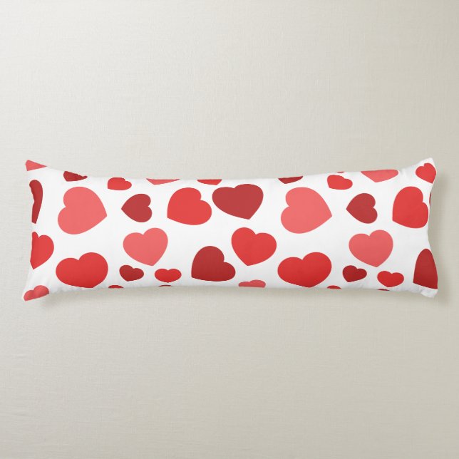 Pattern Of Hearts, Red Hearts, Hearts Pattern Body Cushion (Front)