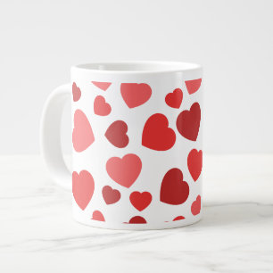 Pattern Of Hearts, Red Hearts, Hearts Pattern Large Coffee Mug