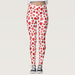 Pattern Of Hearts, Red Hearts, Hearts Pattern Leggings