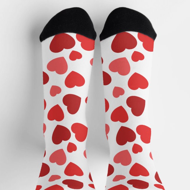 Pattern Of Hearts, Red Hearts, Hearts Pattern Socks (Top)